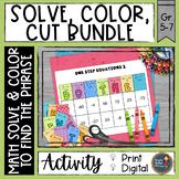 Solve, Color, Cut Bundle Math Coloring Sheets Distance Learning