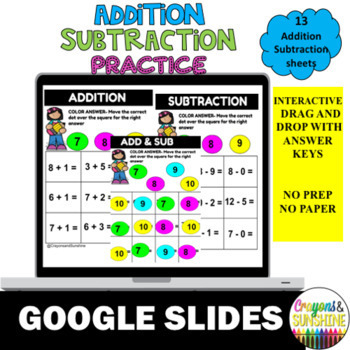 Preview of Solve & Cover Addition and Subtraction + Google Slides + Distance Learning