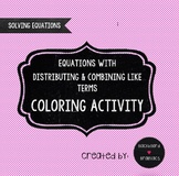 Solve Equations Distributive Property Combine Like Terms Coloring