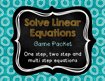 Preview of Solve Linear Equations Game Packet