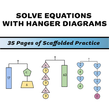 Preview of Solve Equations with Hanger Diagrams | 35 pages of Scaffolded Practice