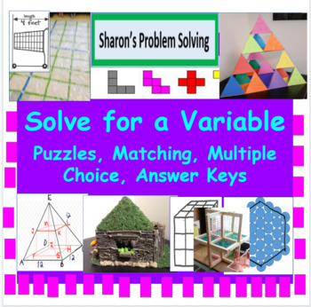 Preview of Solve For a Variable Puzzle Pack: Puzzles, Multiple Choice, Matching