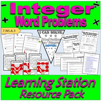 Preview of Solve Integers Word Problems using all 4 Operations - Resource Pack