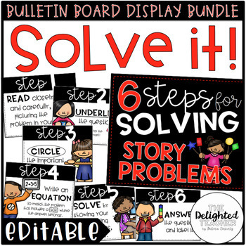 Preview of Solve It! Steps for Solving Story Problems | EDITABLE Bulletin Board Bundle