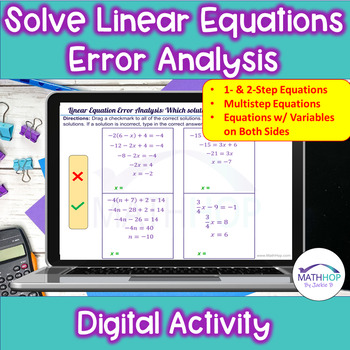 Preview of Solve Linear Equation Error Analysis Digital Activity