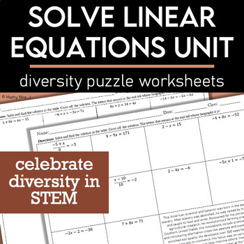 Preview of Solve Linear Equations Worksheets Bundle - Algebra 1 Puzzles