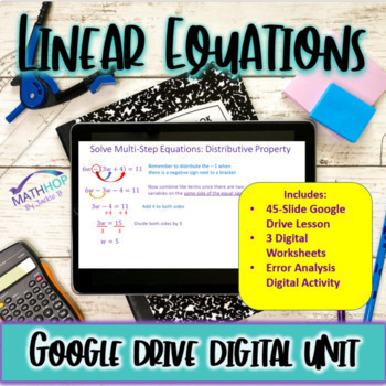 Preview of Solve Linear Equations Unit Made for Distance Learning