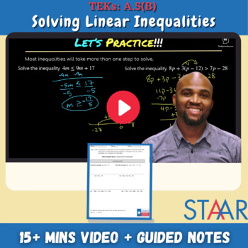 Preview of Solve Linear Inequalities | Video Instruction + Notes
