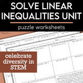 Solve Linear Inequalities Worksheets Bundle - Algebra 1 Puzzles