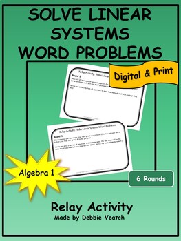 Preview of Solve Linear Systems Word Problems Relay Activity Algebra 1 | Digital