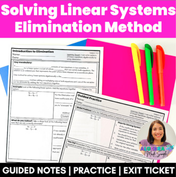 Preview of Solve Linear Systems of Equations Elimination Guided Notes Practice Exit Ticket