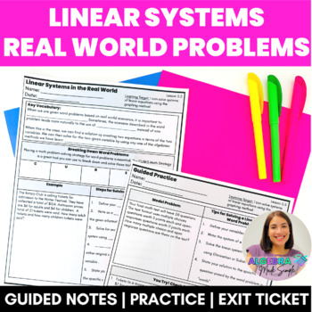Preview of Solve Linear Systems with Real World Word Problems Guided Practice Exit Ticket