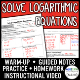 Solve Logarithmic Equations Lesson | Warm-Up | Guided Note