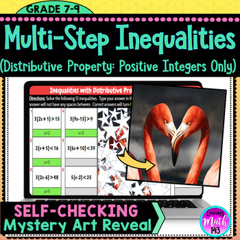 Preview of Solve Multi-Step Inequalities using Distributive Property Mystery Art Reveal