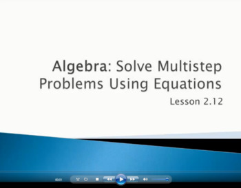 Preview of Solve Multi-Step Problems Using Equations - (Video Lesson: Go Math 4.2.12)