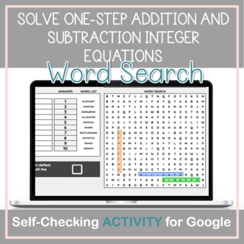 Preview of Solve One Step Addition and Subtraction Integers Equations Digital Activity