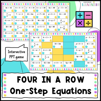 Preview of Solve One-Step Algebra Equations Four in a Row Game