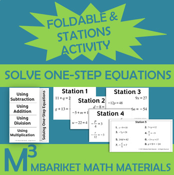 Preview of Solve One-Step Equations Foldable Notes and Stations Activity