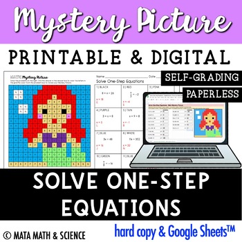 Preview of Solve One-Step Equations: Math Mystery Picture