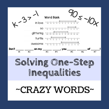 Preview of Solve One-Step Inequalities - Crazy Words Activity