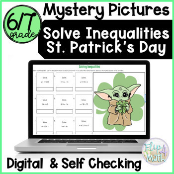 Preview of Solve One-Step Inequalities St. Patrick's Day Mystery Picture