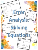 Solve One & Two Step Equations:  Error Analysis