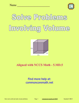 Preview of Solve Problems Involving Volume - 5.MD.5