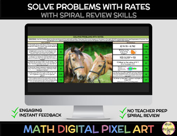 Preview of Solve Problems with Rates (Unit Rates) Pixel Art (aligns with 6th grade i-Ready)