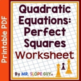 Solve Quadratic Equations Using Square Roots Worksheet