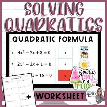 Preview of Quadratic formula self-checking digital activity