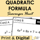 Solve Quadratics with Quadratic Formula Scavenger Hunt + DIGITAL