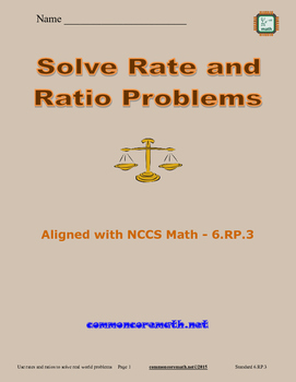 Preview of Solve Rate and Ratio Problems - 6.RP.3