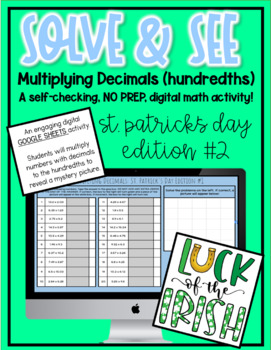 Preview of Solve & See - Multiplying Decimals (hundredths) - St. Patrick's Day #2