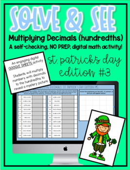 Preview of Solve & See - Multiplying Decimals (hundredths) - St. Patrick's Day #3