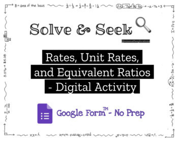 Preview of Solve & Seek - Rates, Unit Rates, and Equivalent Ratios - DIGITAL ACTIVITY