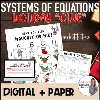 Preview of Solve Systems by substitution Christmas "clue" game