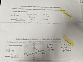 Solve Systems by substitution and graphing partner workshe