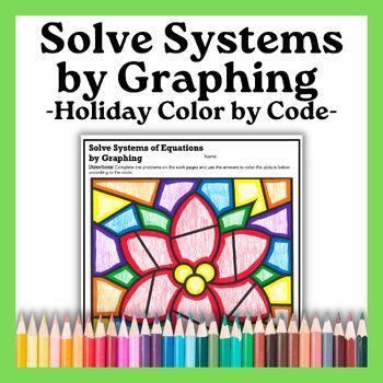Preview of Solve Systems of Equations by Graphing Christmas Color by Code #time4flowers