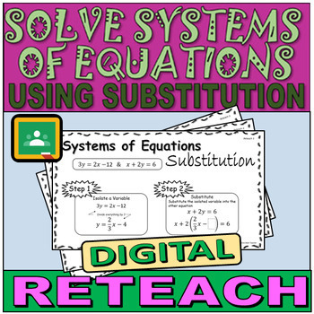 Preview of Solve Systems of Equations - Substitution - Digital Reteach Worksheet - 8.EE.C.8