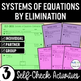 Solve Systems of Equations by Elimination Review Activity 