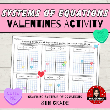 Preview of Solve Systems of Equations by Graphing : Valentines Day Activity