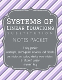 Solve Systems of Equations by Substitution - Notes (Worksheets)