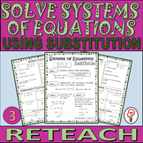 Solve Systems of Equations using Substitution - Reteach Worksheet