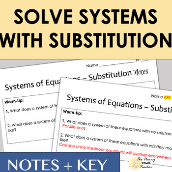 Preview of Solve Systems of Equations with Substitution NOTES GUIDE + KEY