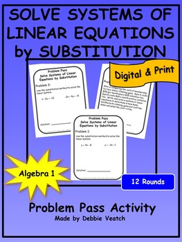Preview of Solve Systems of Linear Equations by Substitution Algebra 1 | Digital