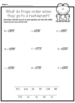 long division practice riddles without remainders tpt