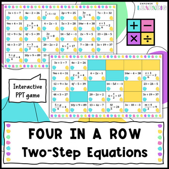 Preview of Solve Two-Step Algebraic Equations Four in a Row Game