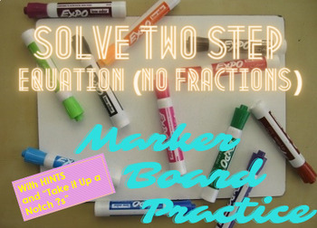 Preview of Solve Two-Step Equations (No Fractions) Practice/Activity (w/HINTS and GT ?s