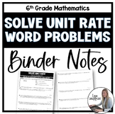 Solve Unit Rate Word Problems Binder Notes - 6th Grade Math