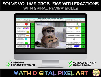 Preview of Solve Volume Problems with Fractions Pixel Art (aligns with I-Ready)